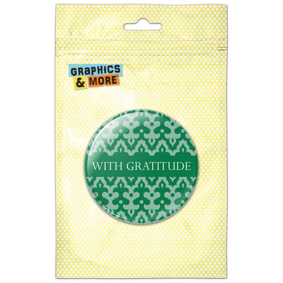 With Gratitude Elegance Green Pinback Button Pin Badge