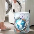thumbnail image 4 of Goofa Let's go Travel Printed Circular Hamper,Laundry Basket with Handles,Storage Baskets Foldable,Large Capacity Laundry Hamper-, 4 of 8
