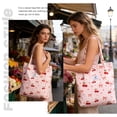 thumbnail image 5 of Ayieyill Corduroy Tote Bag for Women Girl Canvas Shoulder Cord Purse with Inner Pocket (Cherry Bow), 5 of 7