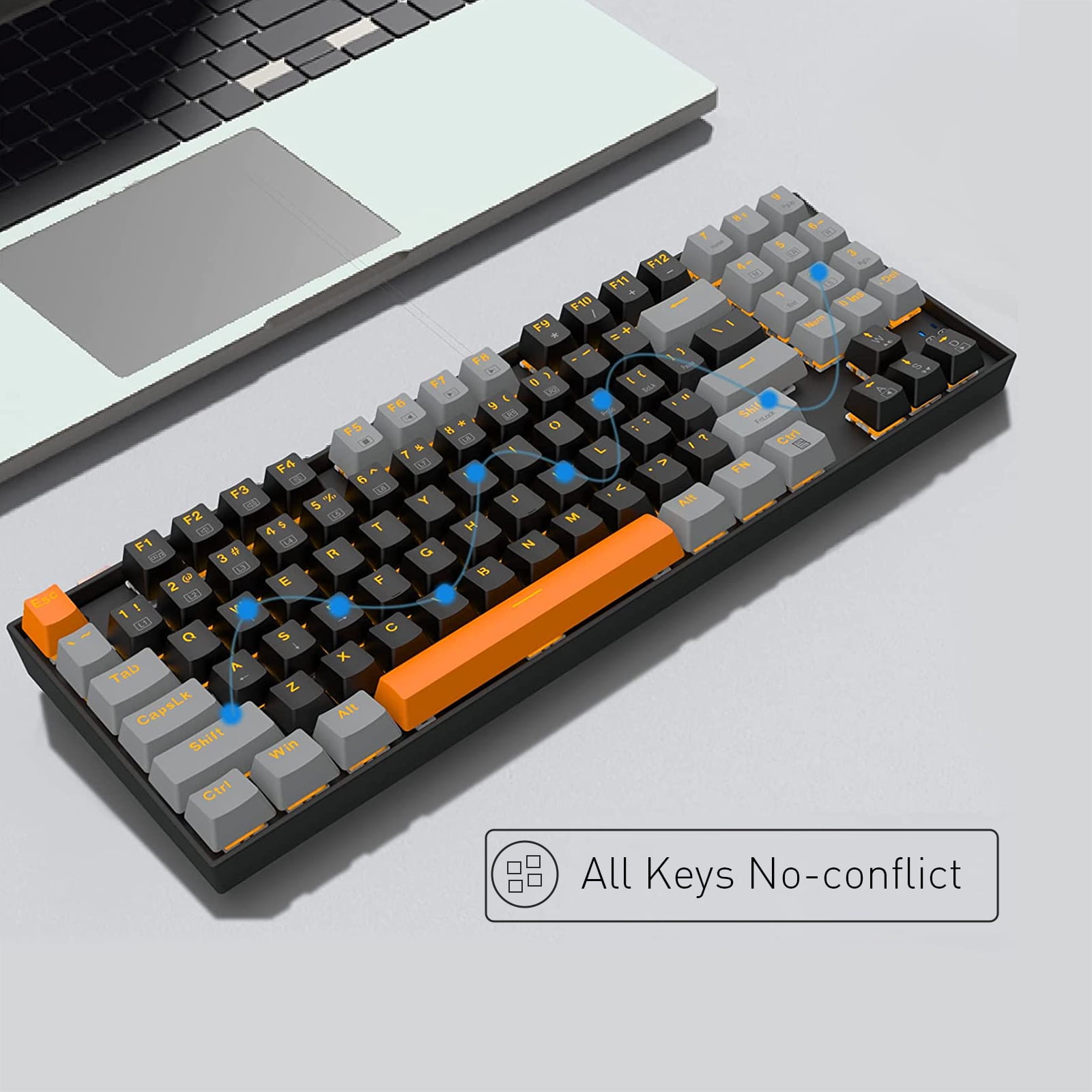 Mechanical Keyboard, E-YOOSO Wired Compact LED Backlit Computer Keyboard with Number Pad, 89 Keys Mechanical Gaming Keyboard with Brown Switch for Windows/Mac, Laptop/PC