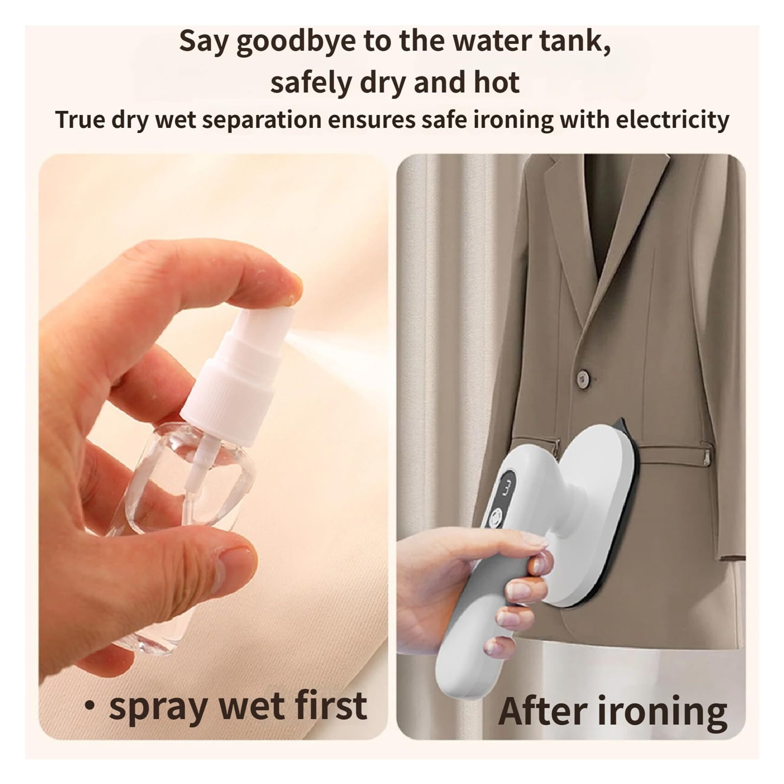 Cordless Mini iron - USB charging, 90° rotatable 30 Second Heat Up Time Suitable for ironing clothes (White)