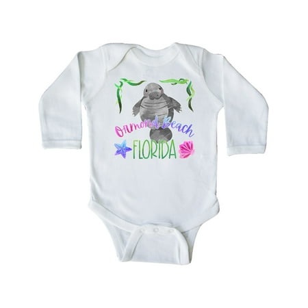 

Inktastic Ormond Beach Florida Cute Swimming Manatee Gift Baby Boy or Baby Girl Long Sleeve Bodysuit