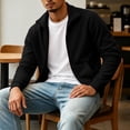 thumbnail image 4 of TRUNZI Men's Zip Up Jackets Long Sleeves Stand Collar Casual Daily Outdoor Lightweight Jackets with Pockets,Black,Size XL, 4 of 9