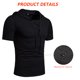 thumbnail image 5 of Sudadera con capucha deportiva de manga corta táctica retro para hombre, sudadera con capucha para deportes al aire libre, color negro, 5 of 7