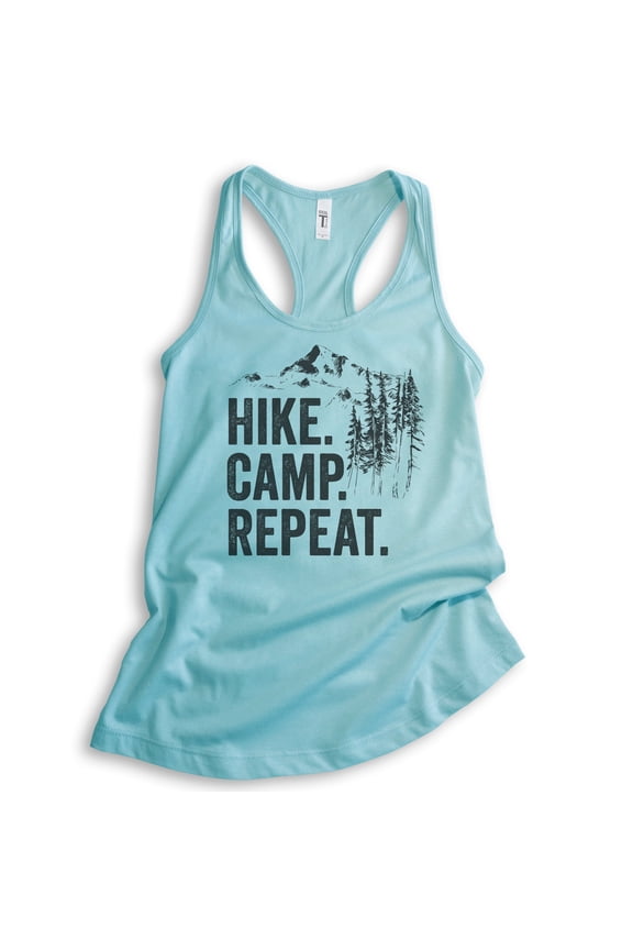 Hike Camp Repeat Tank Top, Ladies Racerback Tank Top, Hike Tank, Hiking Tank, Camping Tank, Camper Tank, Cancun, Large