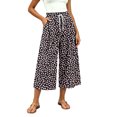 thumbnail image 6 of Levmjia Women's Summer Floral Print Wide Leg Pants Loose Fit Casual Drawstring Capri Trousers with Pockets Vintage Washed Vacation Beach, 6 of 7