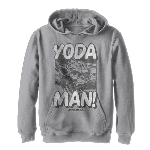 Boy's Star Wars Classic Yoda Man Pull Over Hoodie Athletic Heather Large