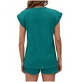 thumbnail image 3 of Viluyesy Tops Elastic Waist Short Pants 2PC Women Round Neck T-Shirt and Shorts Set New Shirt and Shorts Sets Two PC Mint Green Size S, 3 of 3
