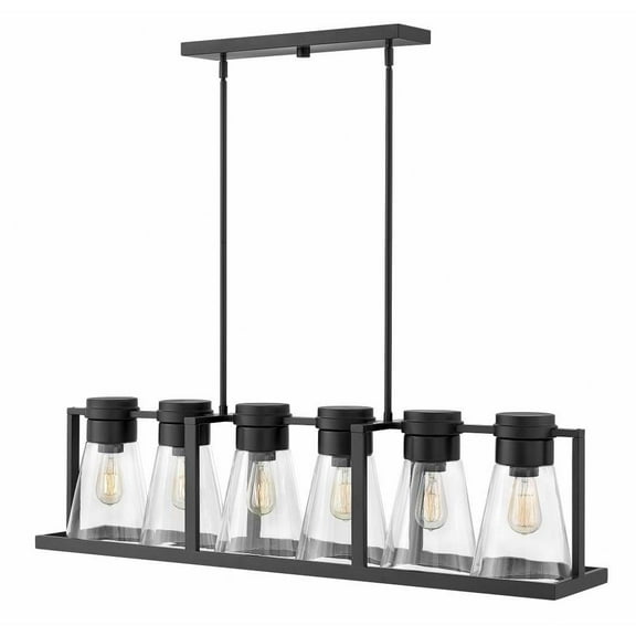 6 Light Linear Chandelier in Industrial Style 43.75 inches Wide By 11.25 inches High-Black Finish-Clear Glass Color Bailey Street Home 81-Bel-2333127