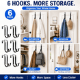 thumbnail image 6 of Over the Door Hooks for 1-3/8" Doors, Heavy Duty Steel Wall-Friendly Door Hangers, No Drill Bathroom Towel Hooks, Rust Resistant Coat Hooks for Robes, Hats & Bags, Black, 6 Pack, 6 of 8