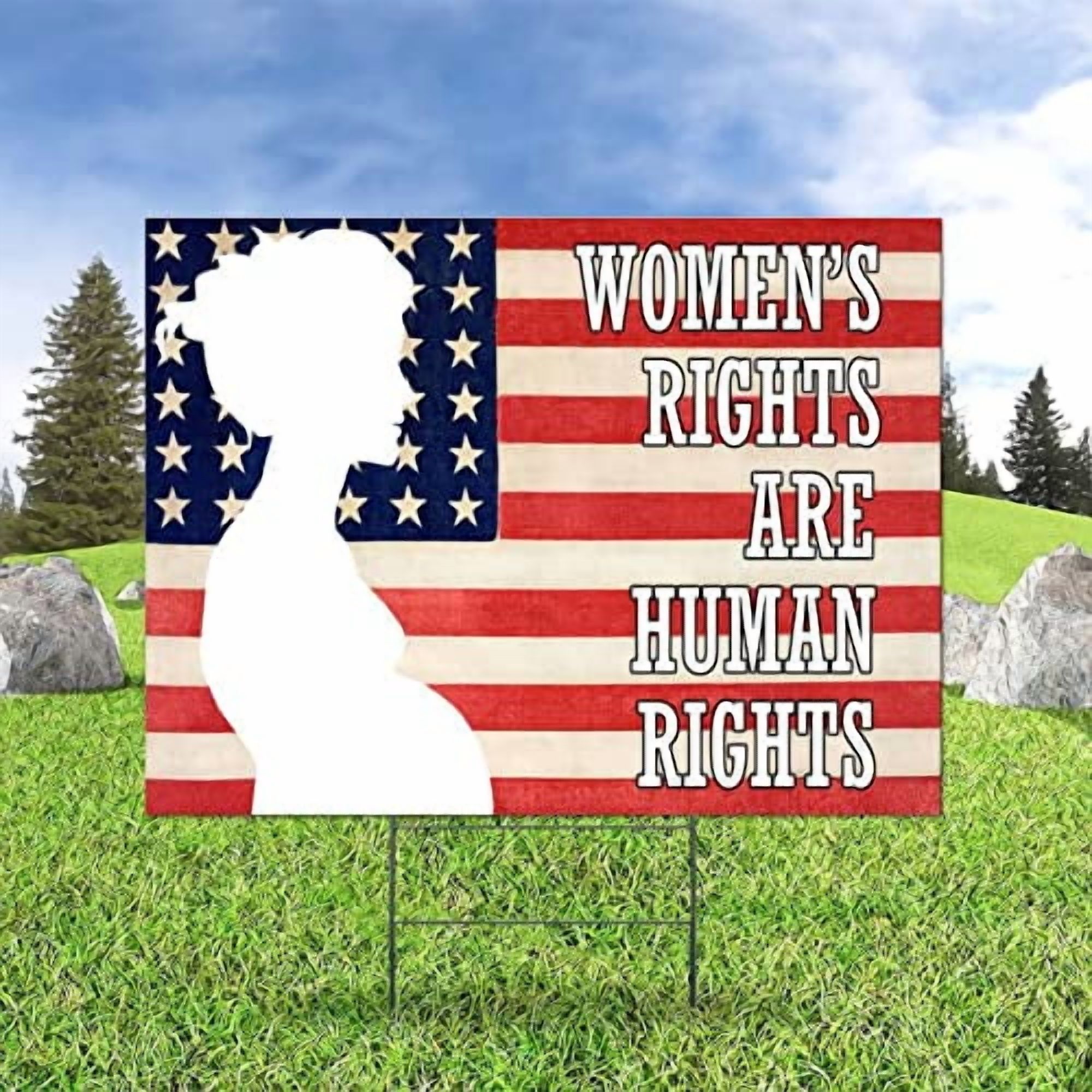 Women's Rights Are Human Rights Yard Signs Abortion Rights Lawn Signs Weather-Resistant Yard Sale Signs with Stakes Outdoor Lawn Decorations For Party Garage Sale Guidepost Open Ho
