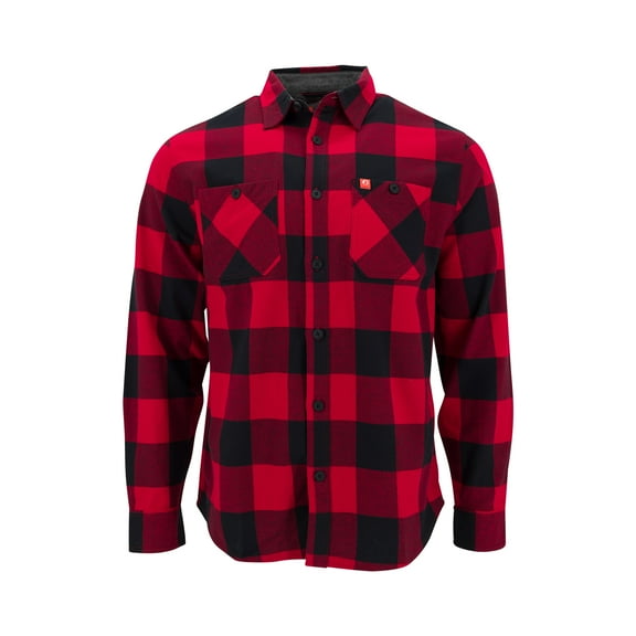 The American Outdoorsman Men's Long Sleeve Heavyweight Plaid Flannel Button Down Shirt, Perfect For The Fall Winter Cold (Red/Black, XXL)
