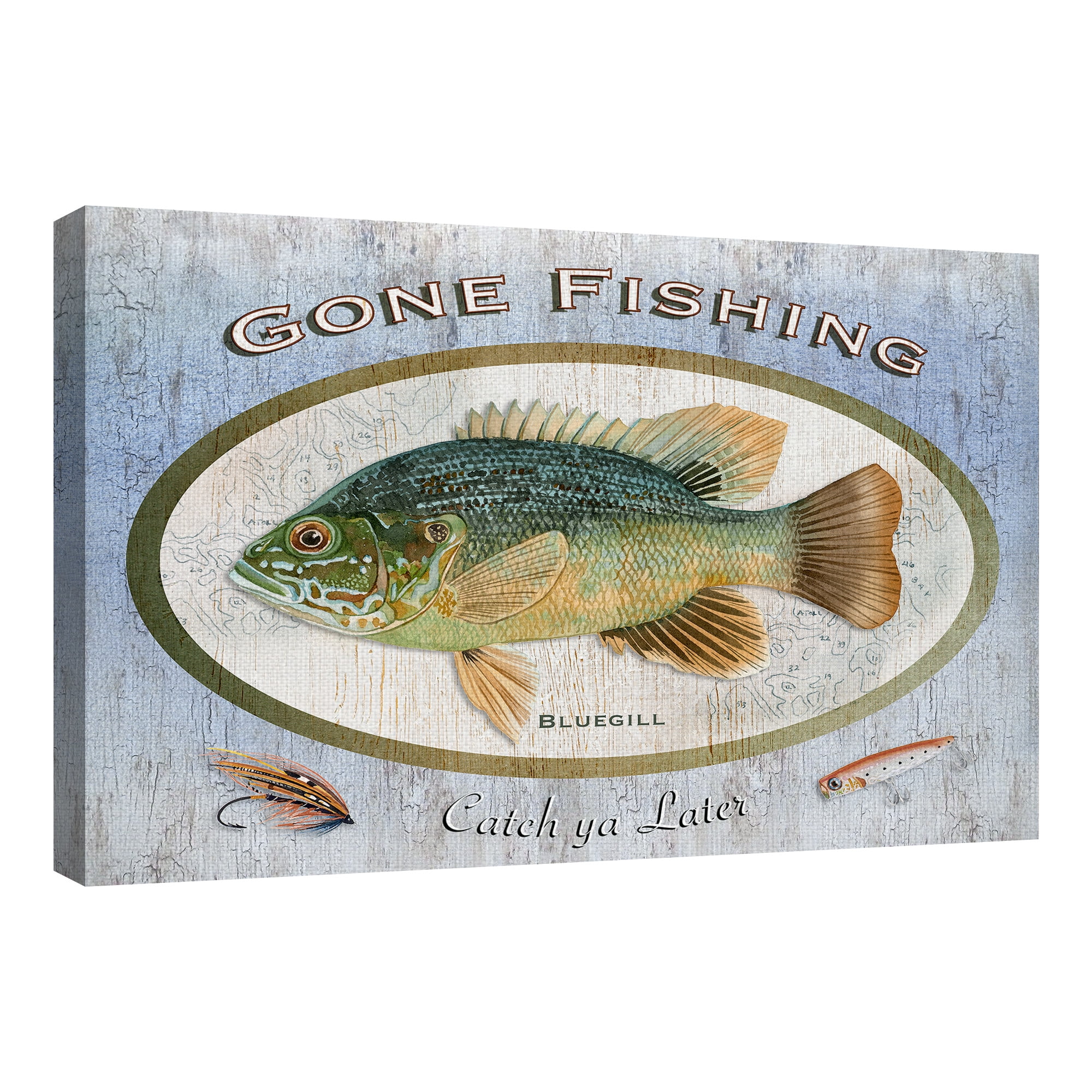 Masterpiece Art Gallery Gone Fishing Sign By Lynnea Washington Canvas Art Print 24" x 36"