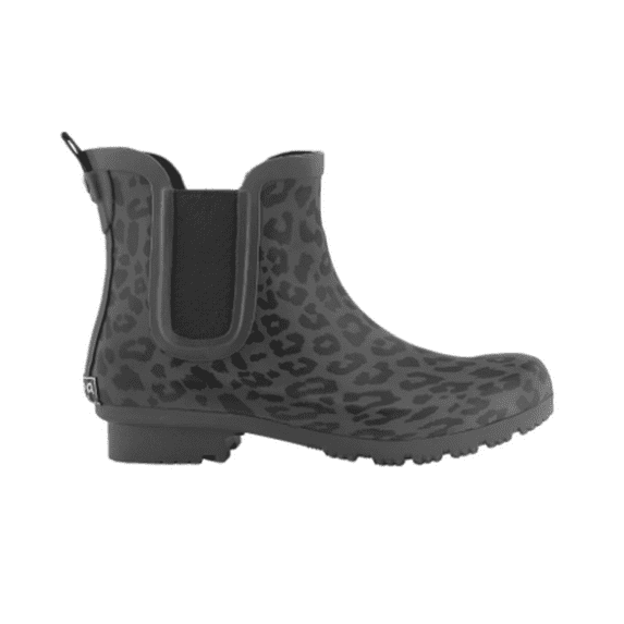Roma Boots Women's Chelsea Rain Boots, Matte Gray Leopard, 8 M US