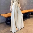 thumbnail image 6 of BinBiL Ladies' Solid Color Versatile High Waist Wide Leg Pants Skirt Pants White XL(XL), 6 of 7
