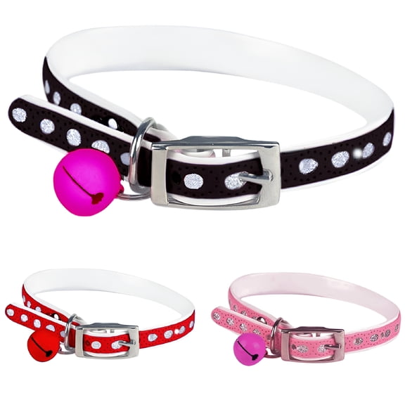 ACDANC Adjustable Pet Cat Neck Collar with Bell, Basic Classic Leather Safety Pet Cats Collar, Length 11.81 Inch Fit for Cats, Kitten and Puppy