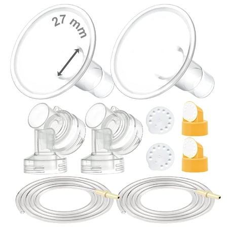 Maymom Breast Pump Kit Compatible with Medela Pump in Style Advanced Pump; 2xTwo-Piece 27mm Breastshield, 2 Valve, 4 Membrane, 2 Replacement Tubing; Replacement Part for Medela Shield, Medela Valve