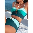 thumbnail image 6 of DOKOTOO Women Bikini Sets Cut Out High Waist 2 Piece Swimsuits Beach Summer Bathing Suits Green XXL US18-20, 6 of 11