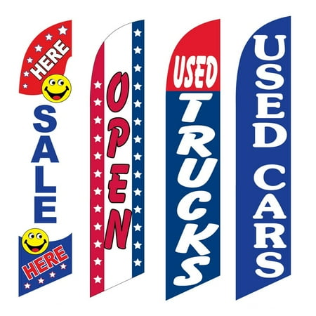 4 Advertising Swooper Flags Sale Here Open Used Trucks Used Cars