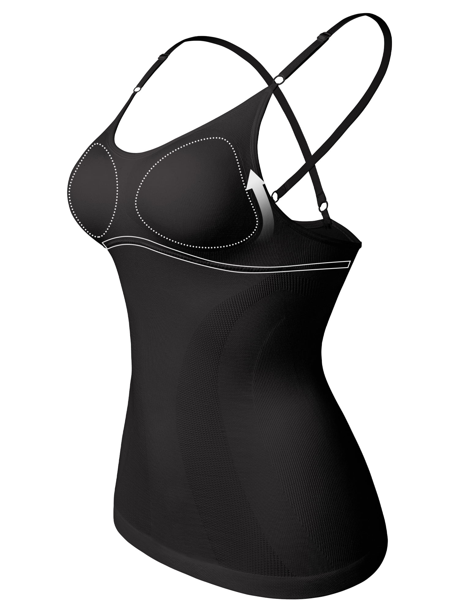 Qric - QRIC Women's Basic Solid Padded Camisole Adjustable Spaghetti Strap Tank Top Tummy 