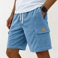 thumbnail image 2 of KPOPLK Men's Casual Shorts with Zipper Pockets Elastic Waistband with Drawstring Cargo Stretch Short Size S,Blue, 2 of 4