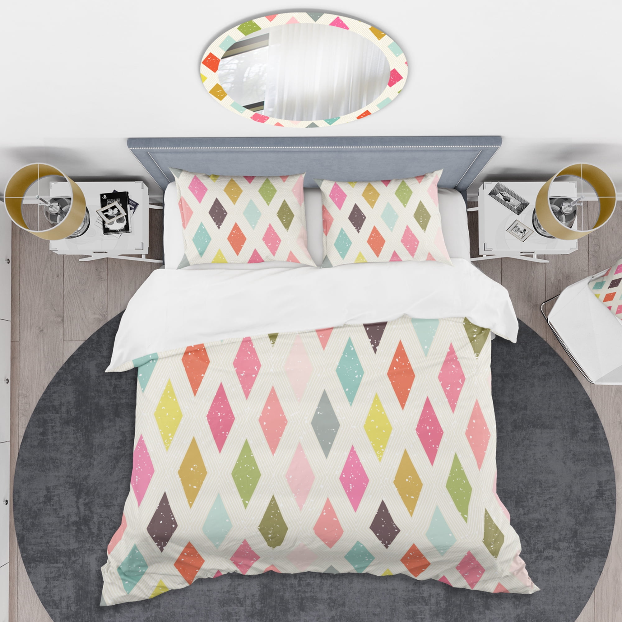 Designart 'Diamond Retro III' Mid-Century Modern Duvet Cover Set