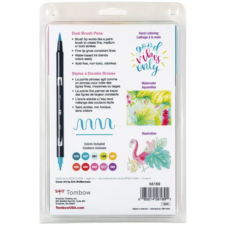 Tombow 56185 ABT Dual Brush Pens, Bright Colors, 10 Pen Set