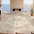 thumbnail image 2 of Design&I 8'x10' Washable Area Rug Extra Large Skid-Resistant Low Profile Neutral Vintage Medallion With Distressed Floral Scroll And Border for Living Room, Family, 2 of 7