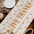 thumbnail image 6 of Fall Table Runner Thanksgiving Pumpkin Gnomes Table Runners Sunflower Autumn Maple Leaves Wood Plaid Cotton Linen Dresser Scarf Kitchen Dining Table Decor for Fall Holiday Party Decor 13x90 Inch, 6 of 9