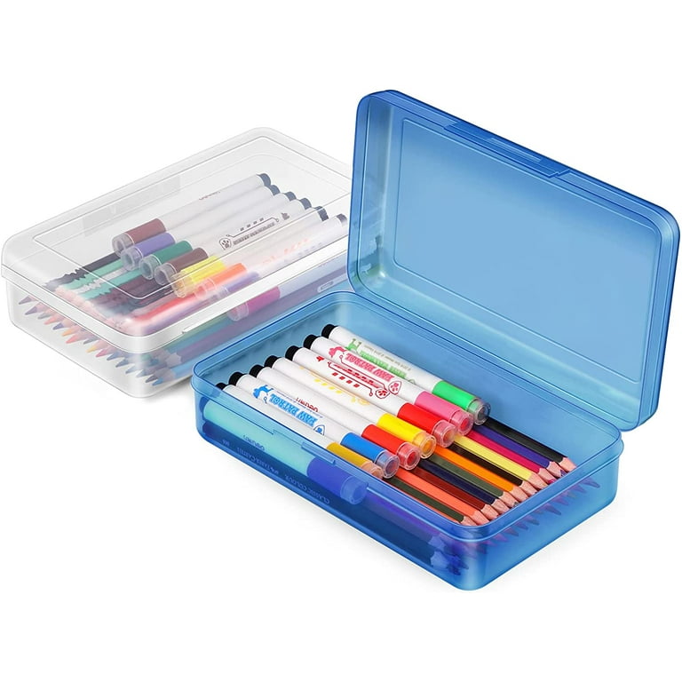 2-Pack Academic Hard Pencil Case, Durable Plastic Pencil Box, Kid-Friendly