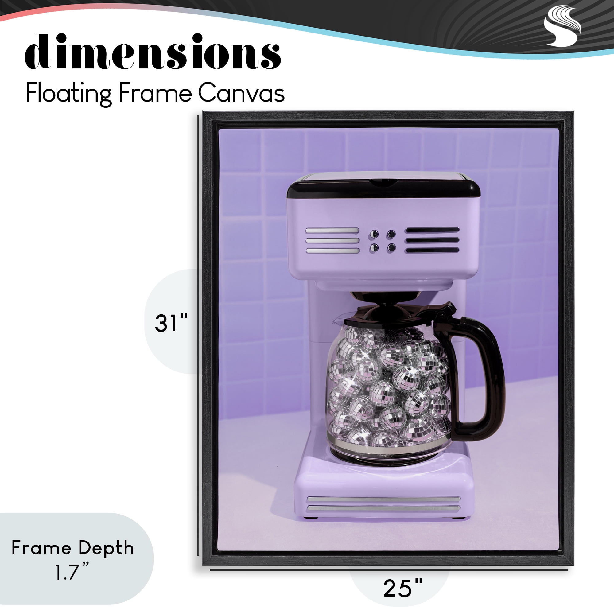 Stupell Industries Disco Coffee Maker over Purple Black Framed Floater Canvas Wall Art, design by LISH Creative