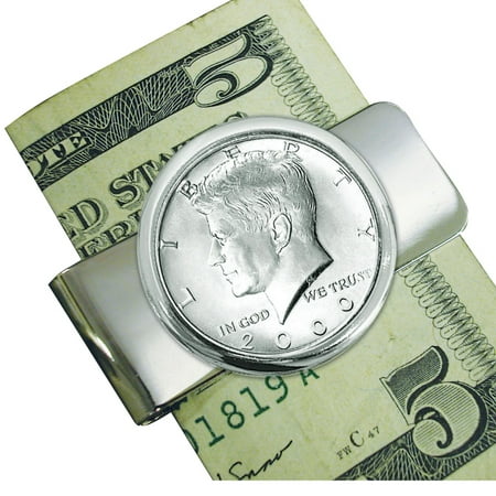 Half Dollar Money Clip - Silvertone JFK Half Dollar Coin Money Clip