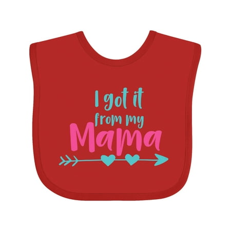 

Inktastic I Got It from My Mama Mom Mother Arrow Hearts Gift Baby Boy or Baby Girl Bib