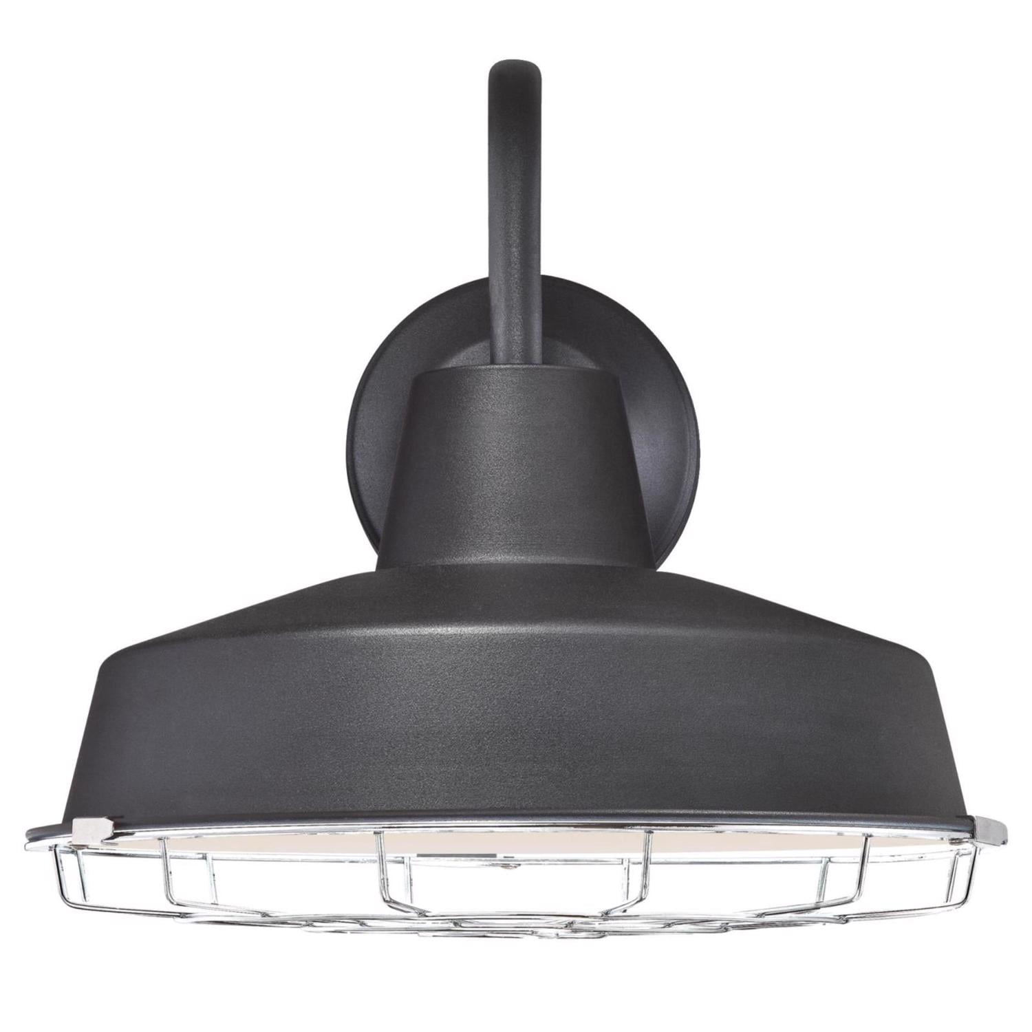 Westinghouse Westinghouse Lighting 6131300 Academy Vintage-Style One Light Dimmable LED Outdoor Wall Fixture, Dark Sky Friendly, Textured Black Finish, Removable Nickel Luster Cage