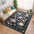 thumbnail image 2 of Washable Area Rug Non Slip, 5' x 7' Ultra Soft Low Pile Boho Floral Carpet for Living Room Bedroom, Polyester with TPR Backing, 2 of 8