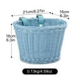 thumbnail image 4 of SharkTRUE Rattan Bike Basket Adjustable Hand Woven Bike Basket, PE Waterproof Bicycle Front Basket for Kids Children Bike, Sky Blue, 4 of 10