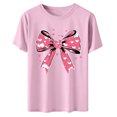thumbnail image 5 of FRSASU Valentines Shirt for Women Romantic Love Heart Bow T-Shirt Valentine Day Lover Tee Tops Comfy Casual Summer Pink, 5 of 6