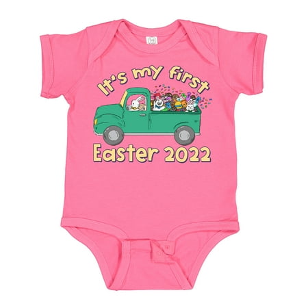 

Inktastic It s My 1st Easter Truck with Bunnies 2022 Gift Baby Boy or Baby Girl Bodysuit