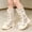 White, variant on Girls Combat Platform Mid Calf Boots with Bows Lace-Up Side Zipper Chunky Heel Non-Slip Black,Size 32