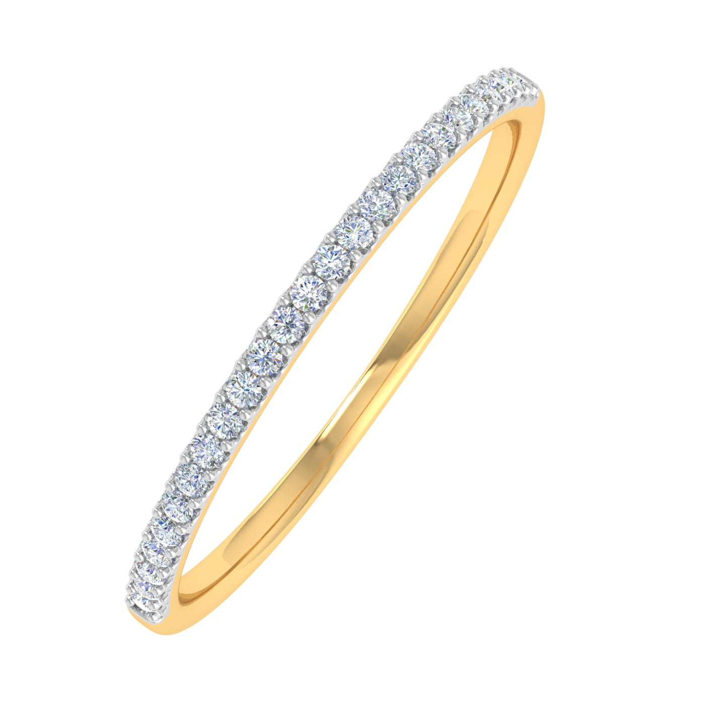 ctw 10K Gold Natural Round Diamond Ladies Wedding Anniversary Stackable Ring 1/10 Carat