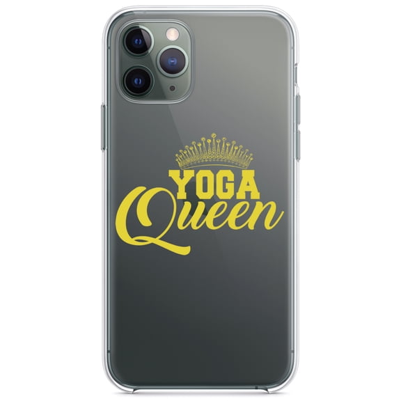 DistinctInk Clear Shockproof Hybrid Case for iPhone 13 Pro MAX (6.7" Screen) - TPU Bumper Acrylic Back Tempered Glass Screen Protector - Yoga Queen Crown