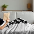 thumbnail image 3 of Video Game Soft Flannel Fleece Throw Blanket, Illustration of a in Black and White Fiction Creatures Image, Cozy Plush for Indoor and Outdoor Use, 70" x 90", Multicolor, by Ambesonne, 3 of 5
