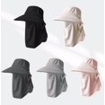 thumbnail image 5 of Tdxkok Women Solid Ice Silk Wide Brim Sun Hat with Face Veil Lightweight UV Protection Headwear for Spring Summer Beach Outdoor Travel Black, 5 of 5