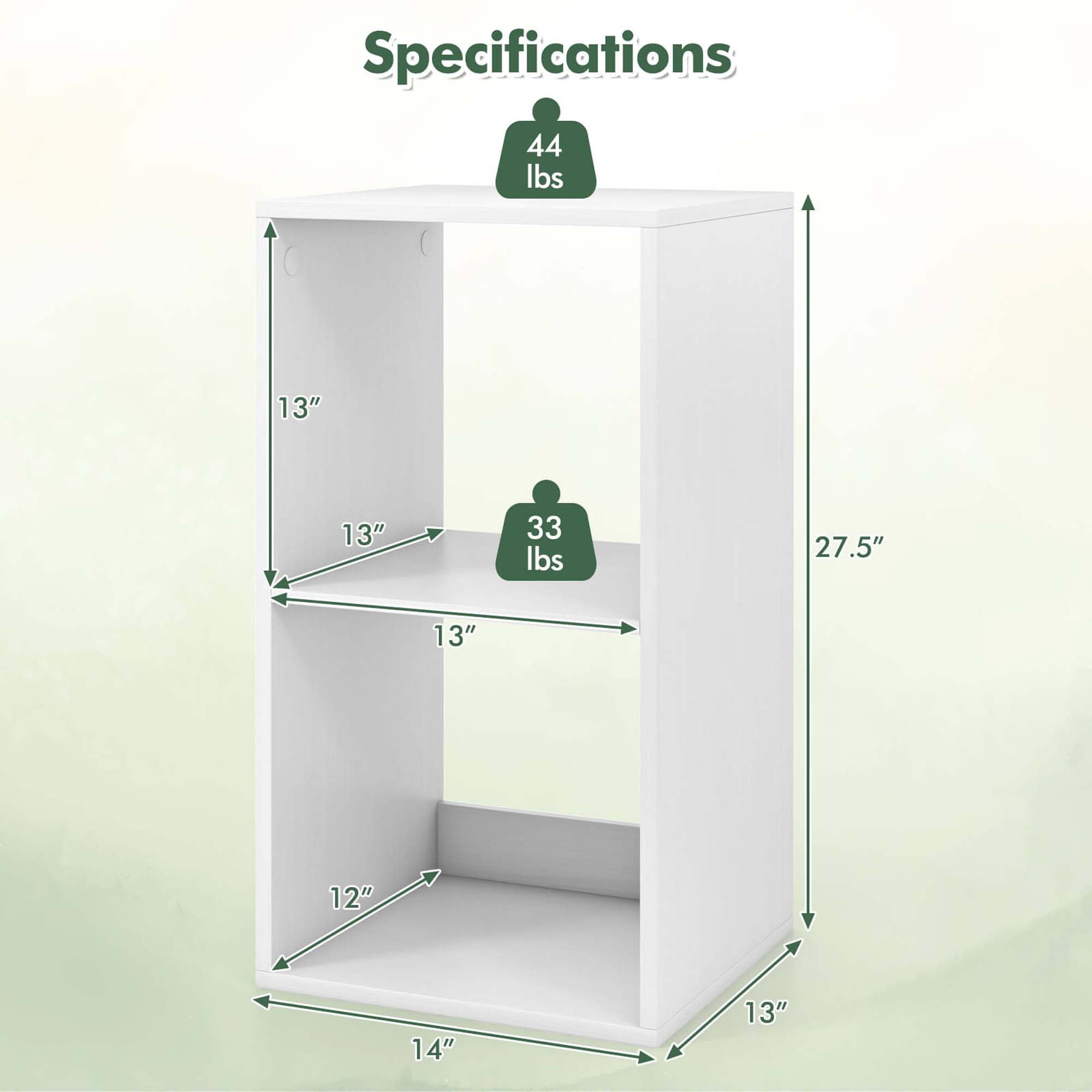 Costway 2-Cube Bookcase Open Back Bookshelf with Anti-tip Kit Modern Style Organizer