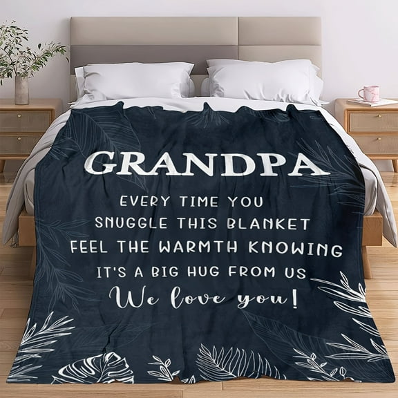 Grandpa Gift Flannel Blanket Cozy Throw with Heartfelt Message Dark Blue Geometric Design Perfect for Birthday Father’s Day Christmas & Thanksgiving Cozy Gift Blanket