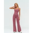 thumbnail image 4 of IDOPIP Two Piece Workout Sets for Women Racerback Compression Contrast Tank Top Matching High Waist Wide Leg Yoga Jogger Tummy Control Bell Bottom Flare Pants Pilates Running Outfits, 4 of 6