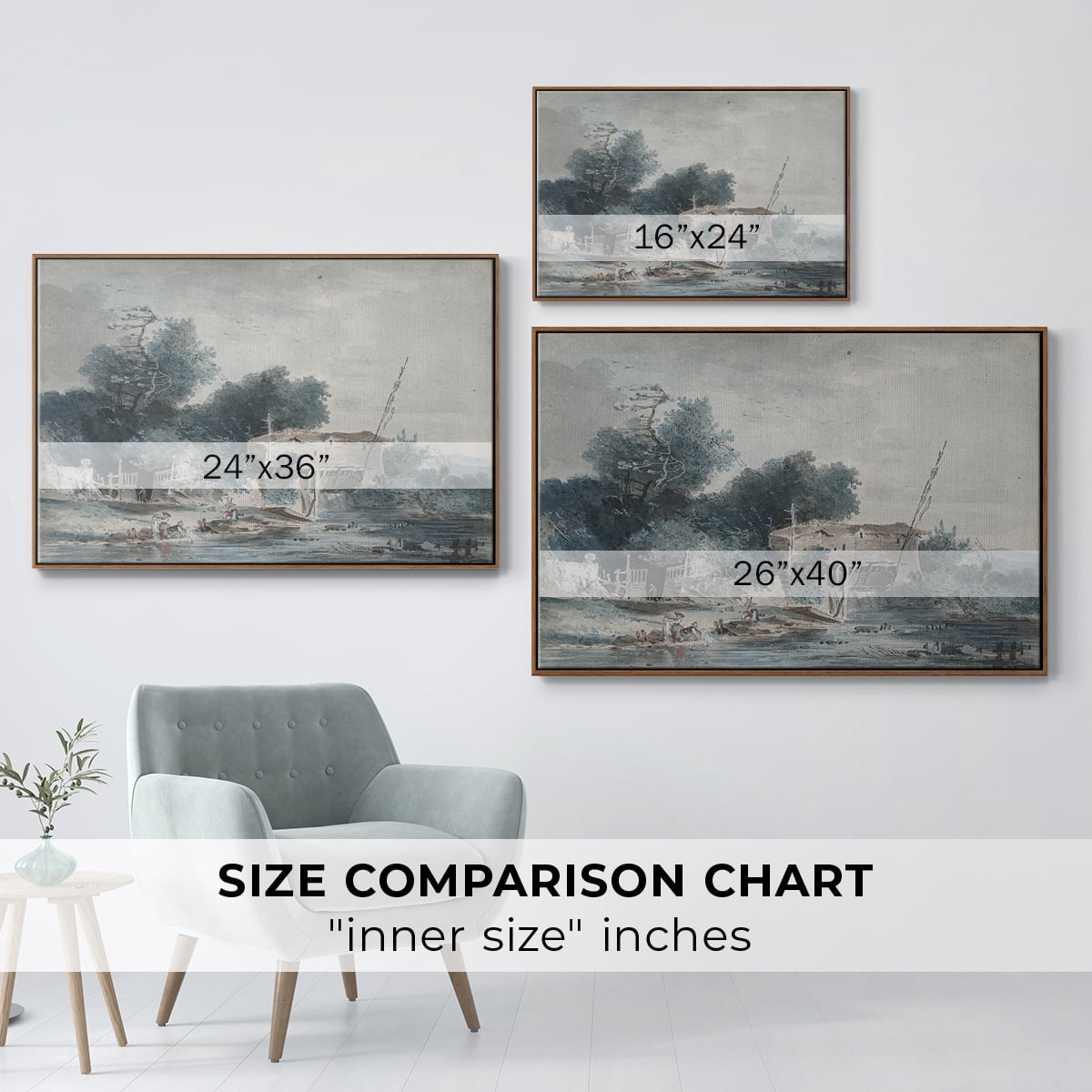 Vintage Landscape-CCCXLVII By Wexford Home Framed in Walnut Wood Gallery Wrapped Canvas 25 in. x 37 in.