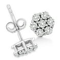 thumbnail image 4 of .925 Sterling Silver 1/4 Cttw Lab Grown Brilliant Round Cut Diamond Floral Cluster Stud Earrings (G-H Color, VS2-SI1 Clarity), 4 of 7
