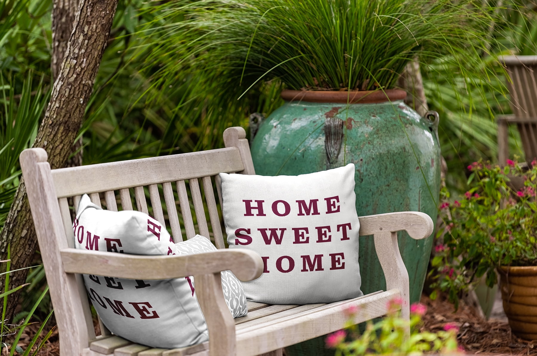 16" x 16" Simply Daisy Home Sweet Home Indoor/Outdoor Pillow, Maroon Red Qty 1