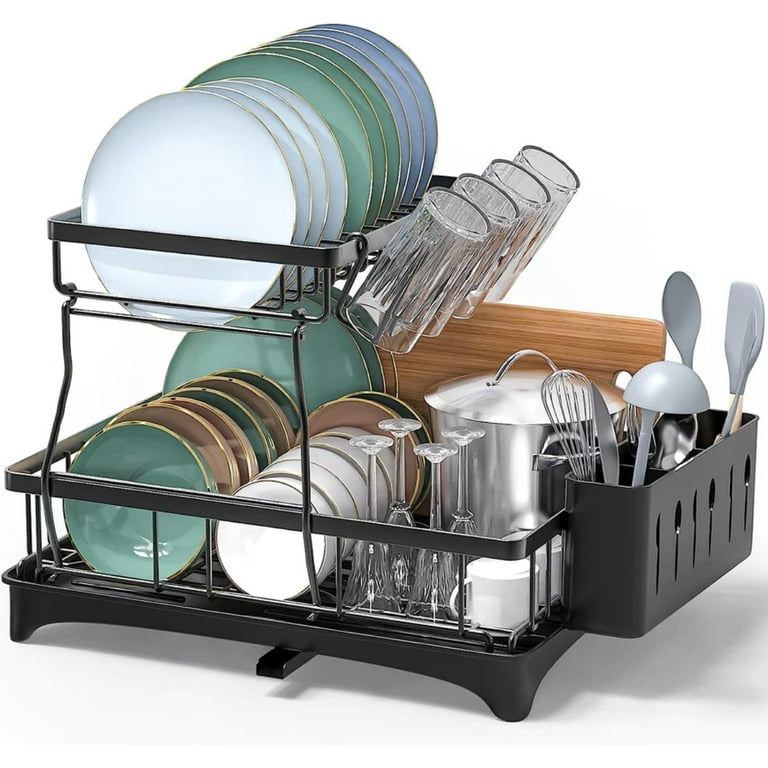 WHIFEA 2-Tier Stainless Steel Dish Drainer Rack Dish Rack & Reviews